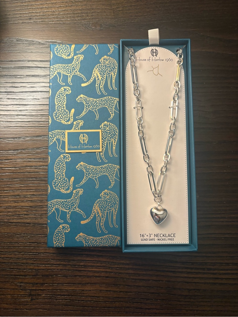 NEW House of Harlow 1960 Silver Heart Pendant Necklace